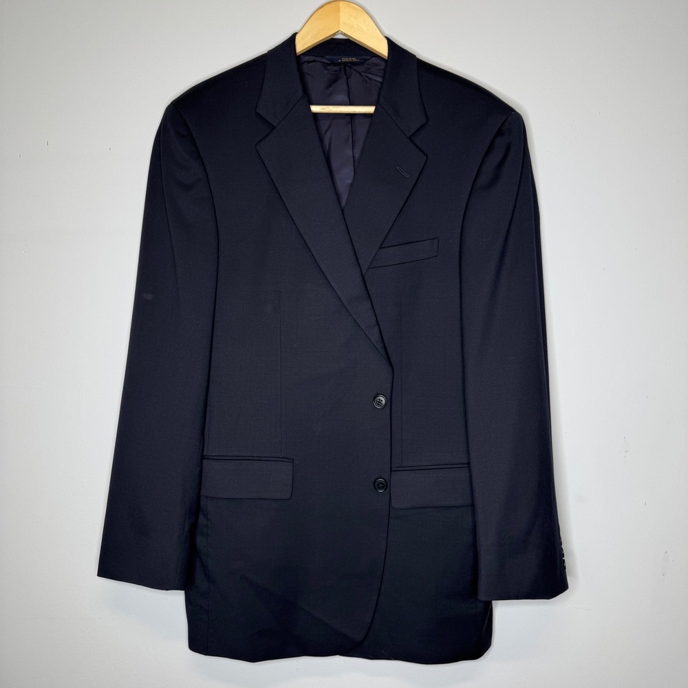 Brooks Brothers Mens 43 LG Black Super 110s Worsted Wool Blazer Sport Coat USA